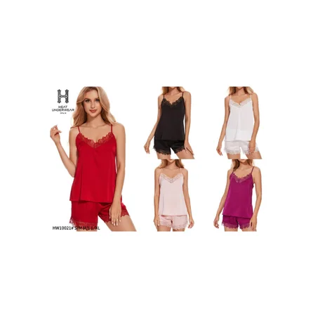 Ensemble pyjama 2 pièces short en satin