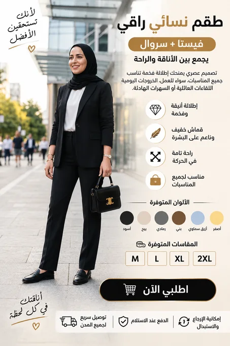 ✨ طقم نسائي أنيق بتصميم كلاسيكي عصري
