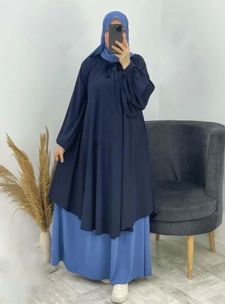 خمار أنيق من 3 قطع مع سير في العنق