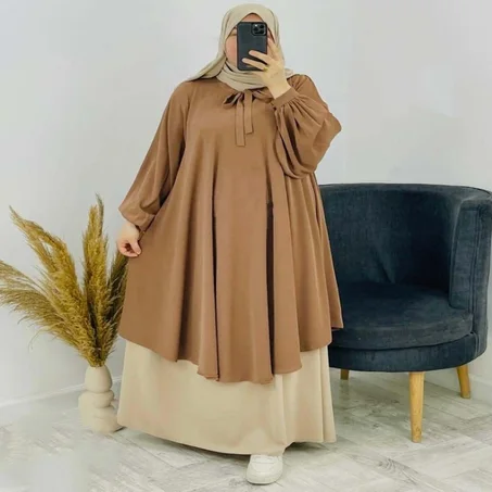 خمار أنيق من 3 قطع مع سير في العنق