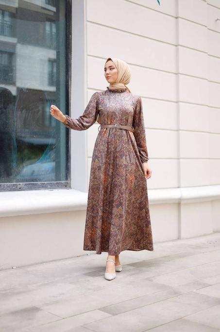 Robe longue Velours imprimée