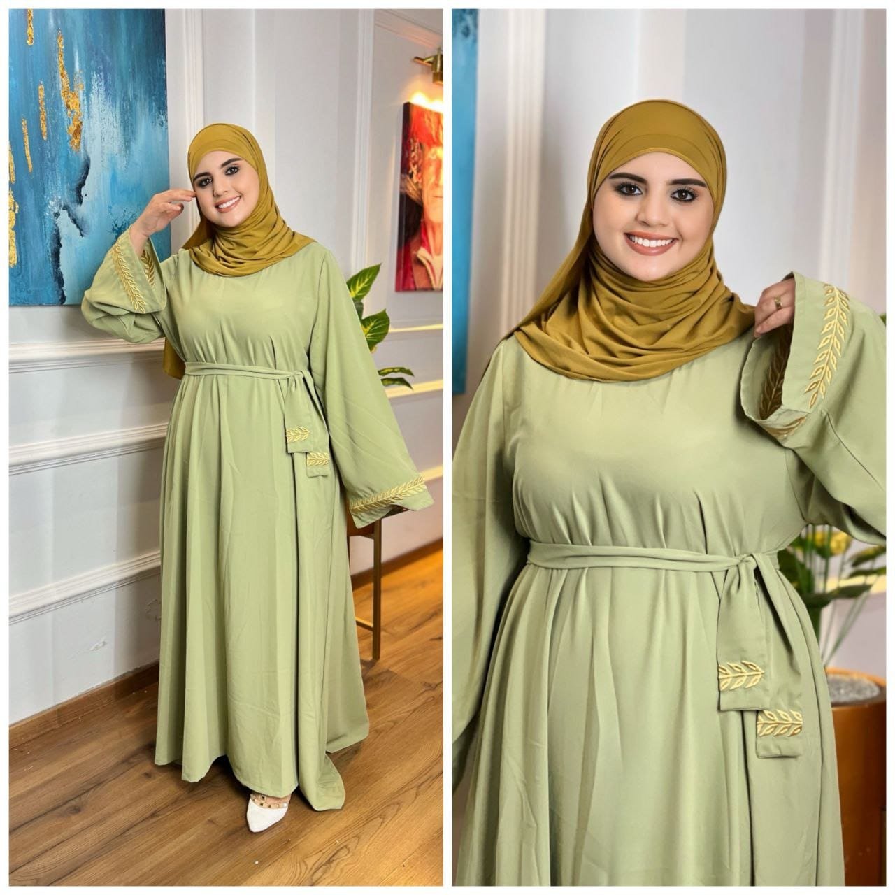 👗 كسوة مطرزة بحزام أنيق – الخيار الأمثل لكل المناسبات!