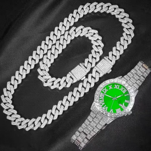 3pcs/ watch / cuban / chain