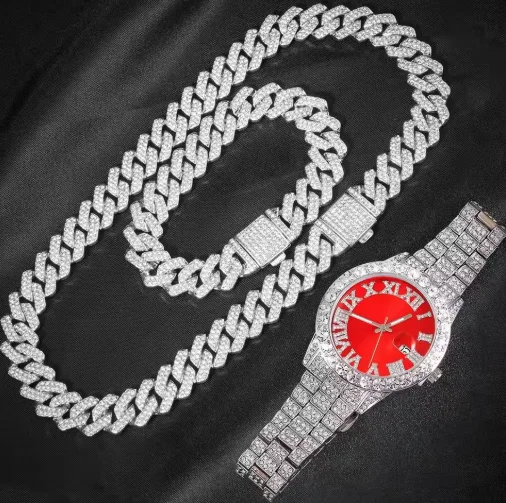 3pcs/ watch / cuban / chain
