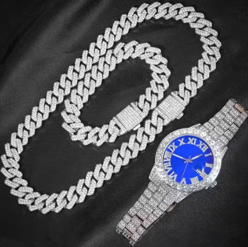 3pcs/ watch / cuban / chain