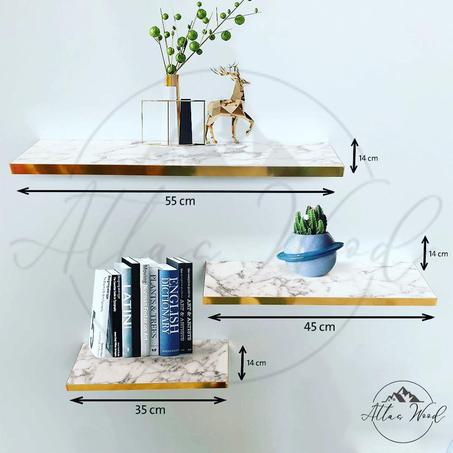 ثلاث رفوف حائط خشبية لون رخامي