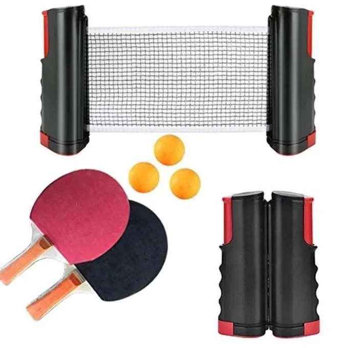 Filet ping pong + 2 raquette / شبكة تنس طاولة محمولة قابلة للسحب لأي طاولة +مضربين