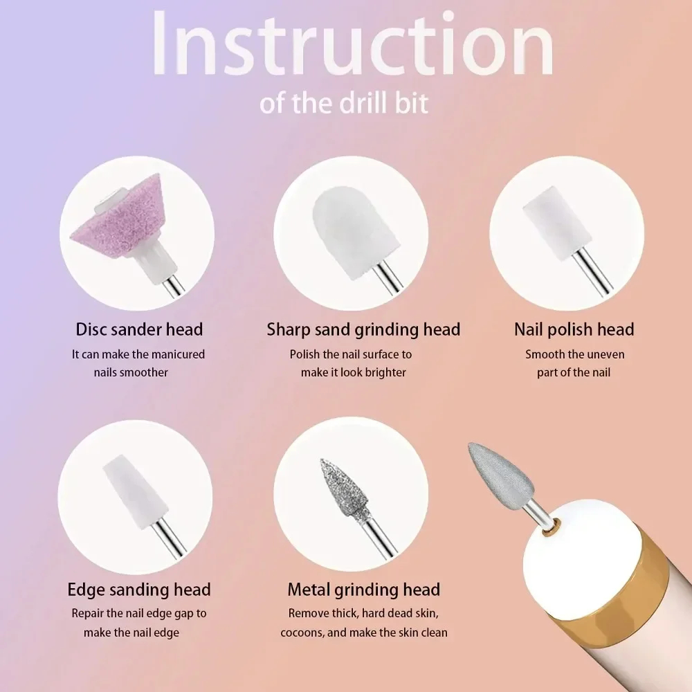 Electric Nail Drill Set Professional Manicure and Pedicure Exfoliation Polishing for Salon Acrylic Manicure Pedicure Polishing
