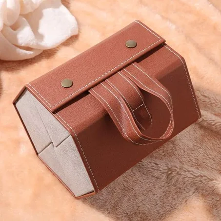 Boîte de rangement pour lunettes 5 fentes pliables en cuir