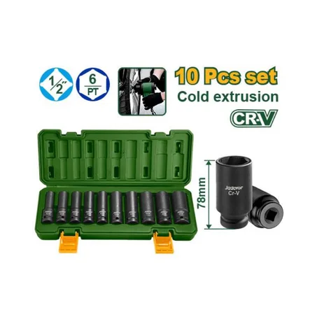 10 Pcs 1/2" jeu de douilles a choc profonde JDMS2D02