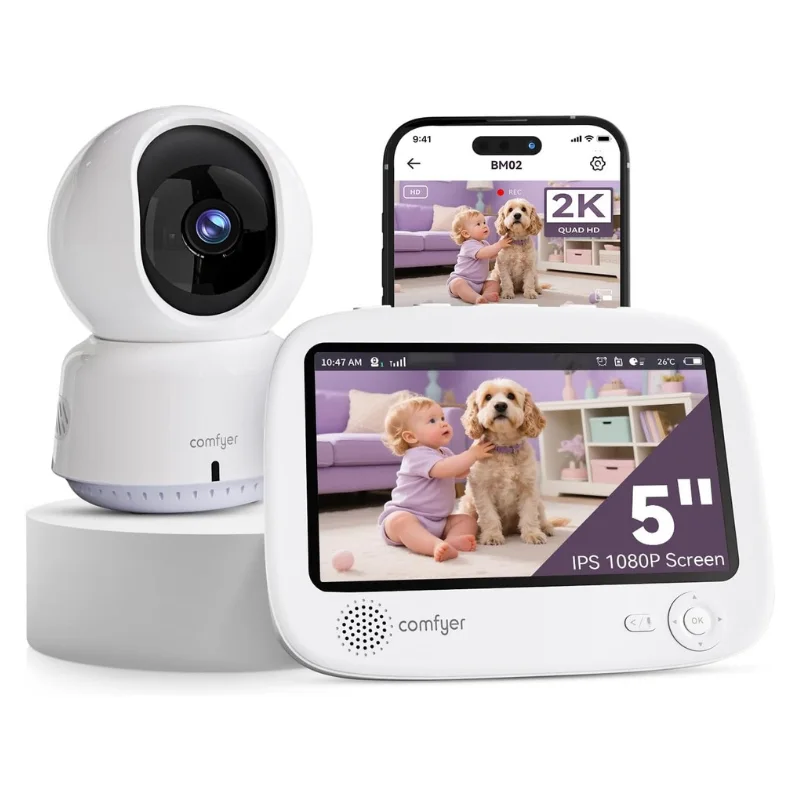 Moniteur Bébé Vidéo Hybride Comfyer – Caméra 2K & Écran 5