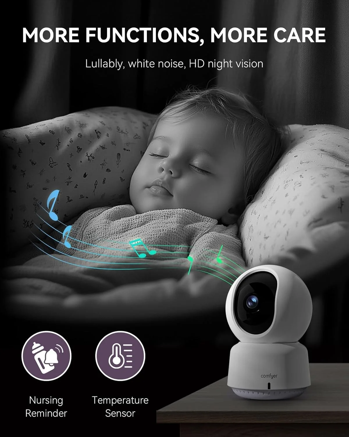Moniteur Bébé Vidéo Hybride Comfyer – Caméra 2K & Écran 5