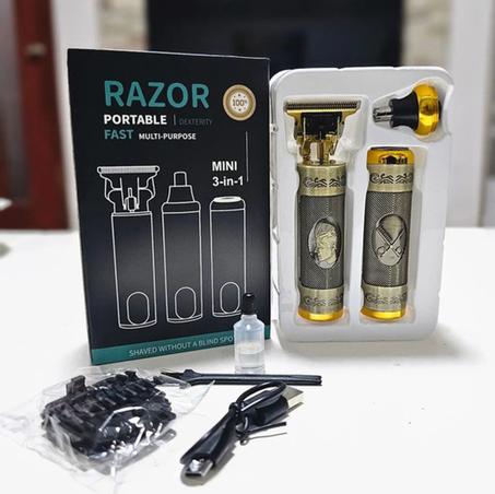 High-Quality 3-in-1 Portable Mini Razor - Rechargeable