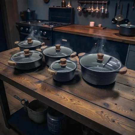 Batterie de Cuisine en Granit 17 Pièces