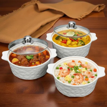 Ensemble de 3 Marmites en Céramique Blanche