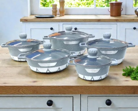 Batterie de Cuisine en Granit Antiadhésif 10 Pièces