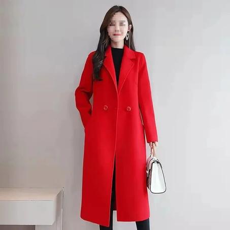 معطف صوفي نسائي جديد مقاس كبير متوسط الطول فضفاض مناسب مقاس كبير على الطراز الكوري ملابس خارجية للربيع والخريف بوليستر سميك...