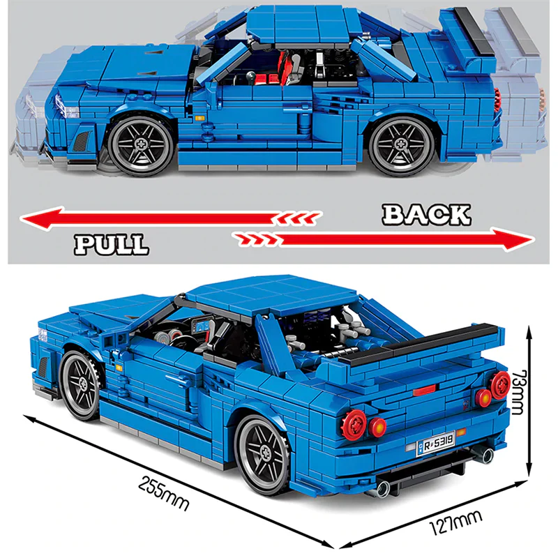 GODZILLA R34 - 833PCS Brick Car Model Kit