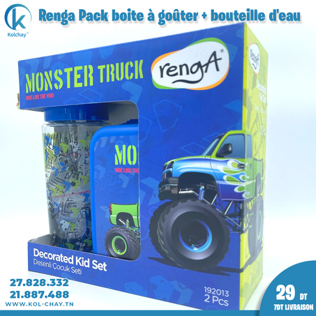 Pack Monster TRUCK Boîte à Goûter + Bouteille d'Eau