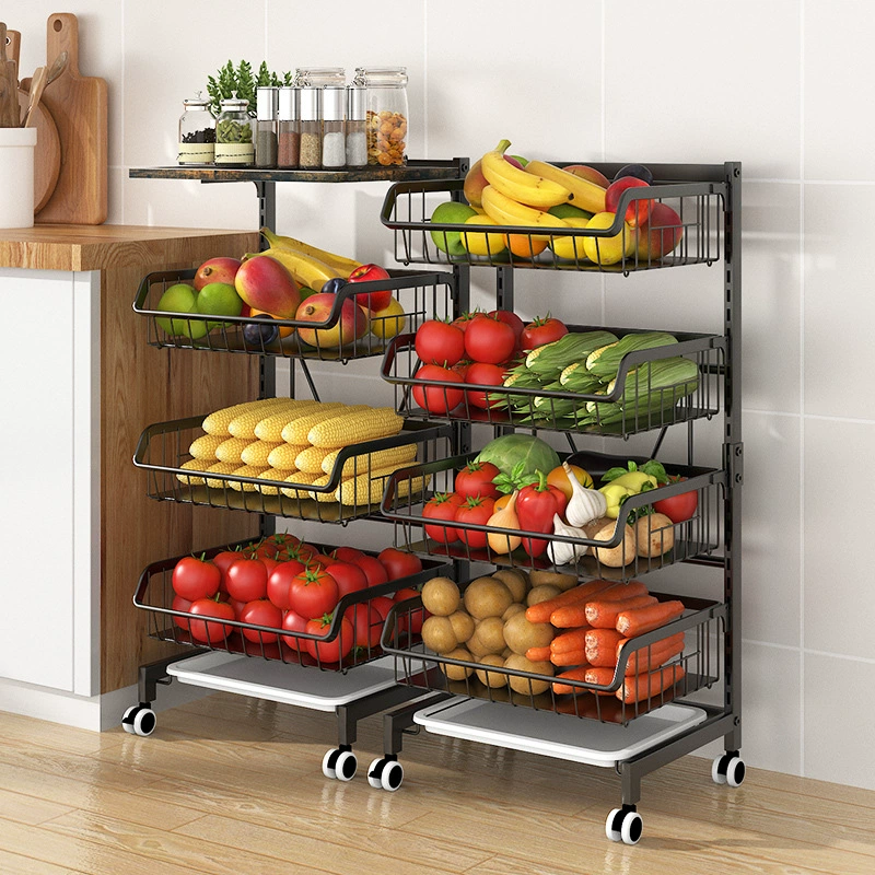 🧺 عربة تخزين المطبخ متعددة الطبقات بعجلات