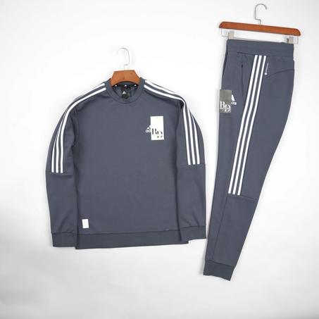 Sweatshirt adidas gris foncé  avec trois bandes blanches