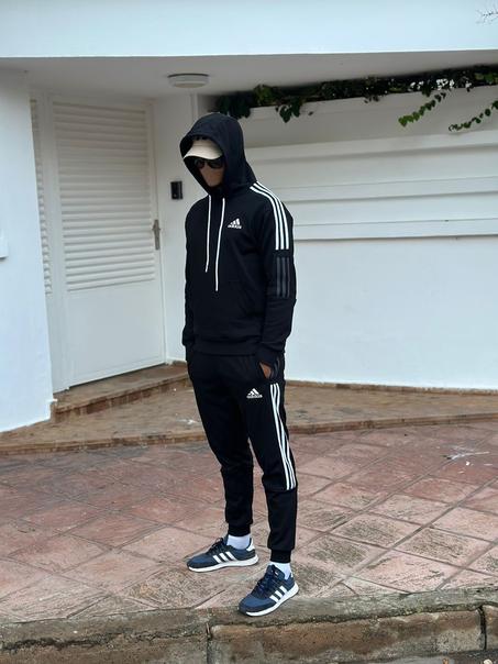 Nouvelle collection ensemble ADD Noir avec Trois Bandes Blanches & Grises 2025 high quality