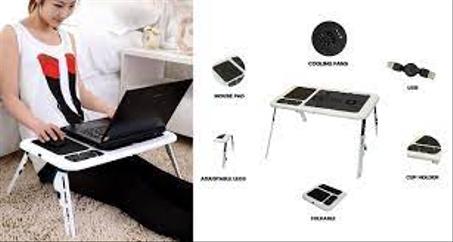طاولة قابلة للطي محمولة وقابلة للتعديل مع مراوح تبريد