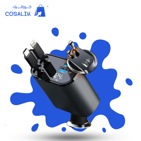 شاحن سيارة قابل للسحب 4 في 1