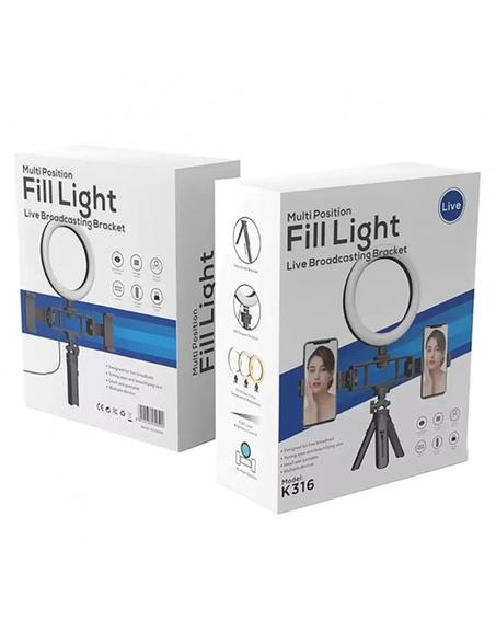 K316 Multi position fill light live broadcasting bracket Fill selfie ring light with tripod stand