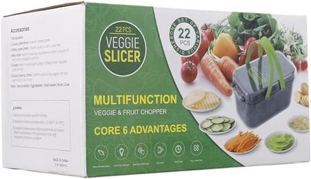 قطاعة خضروات، 22 قطعة من قطاعة الطعام متعددة الوظائف، قطاعة بصل احترافية، قطاعة فواكه مع 13 شفرة من الفولاذ المقاوم للصدأ