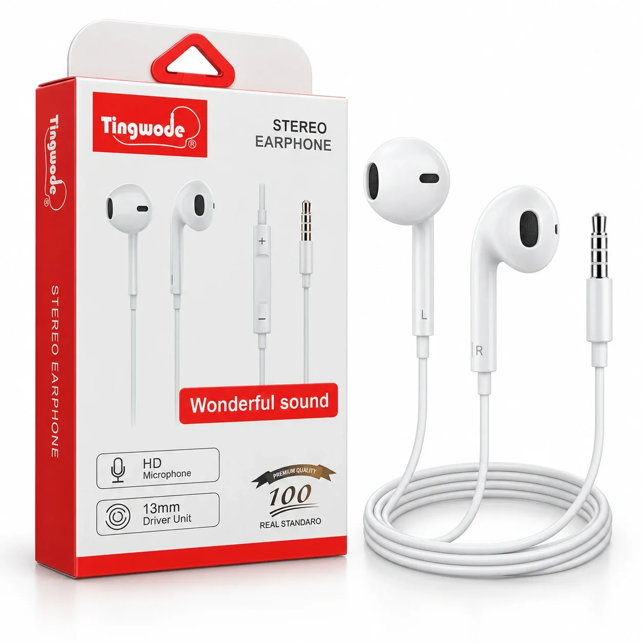 سماعات سلكية Tingwode 13mm بميكروفون ومدخل 3.5 مم