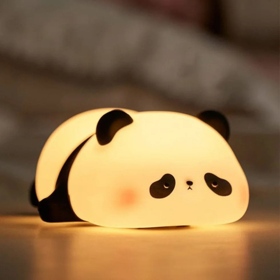 🐼 Lazy Panda 💤 - 🌟 Lampe de nuit en silicone 🤗 3 Modes d