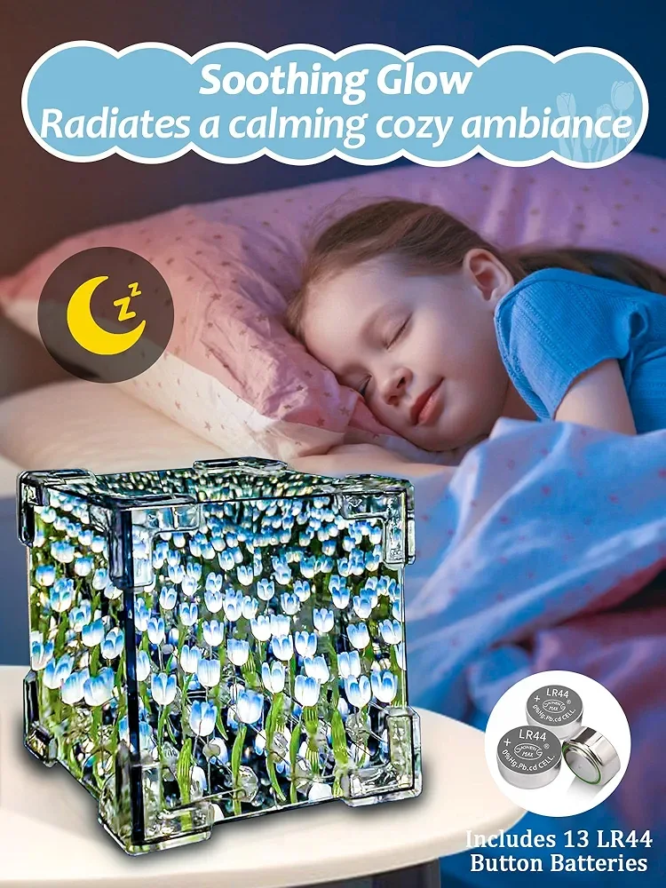 DIX™ - ⭐ LAMPE À FLEUR 🌷 Miroir SANS FIN 🌌 "Bleu"