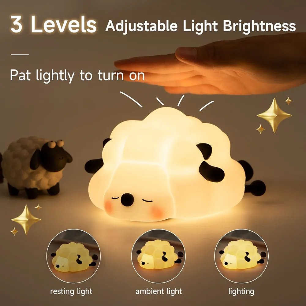 🐑 "Sheep Cute" Veilleuse Mouton🥹 - 🌟 Lampe de nuit en silicone 🤗 3 Modes d