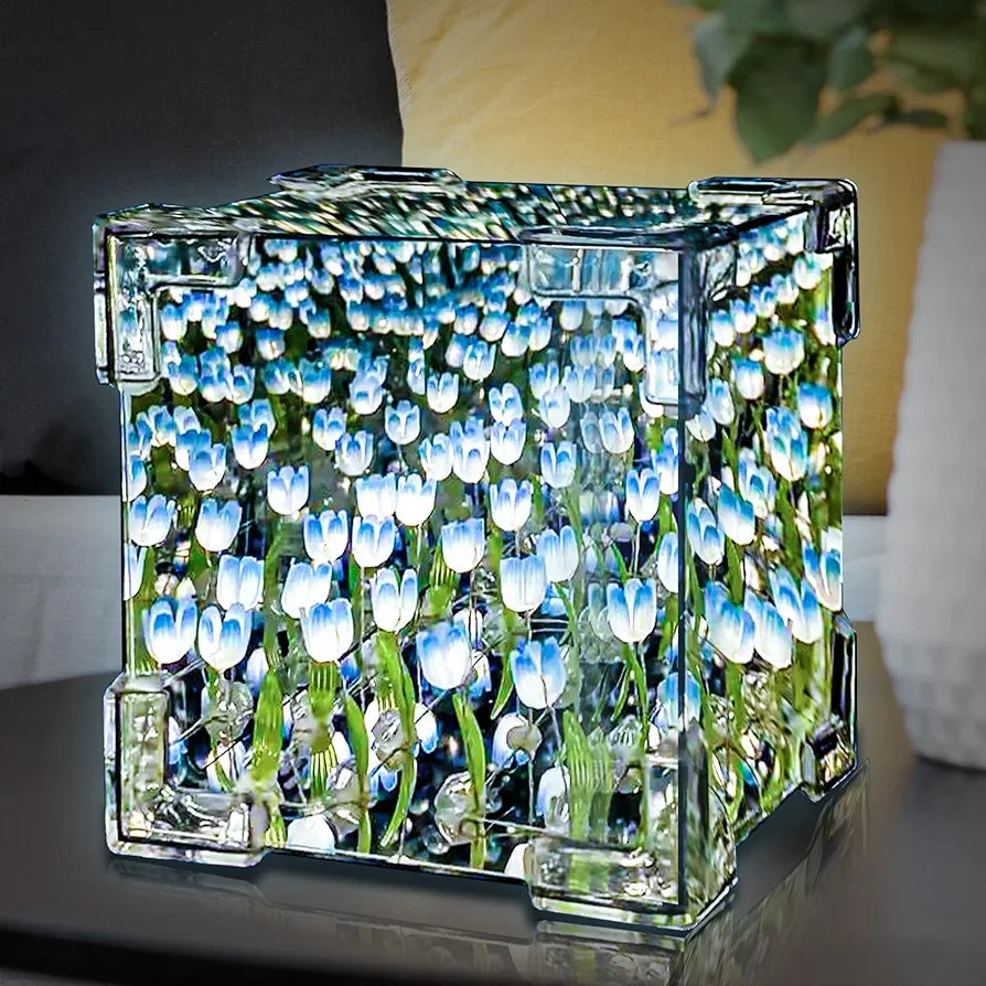 DIX™ - ⭐ LAMPE À FLEUR 🌷 Miroir SANS FIN 🌌 "Bleu"