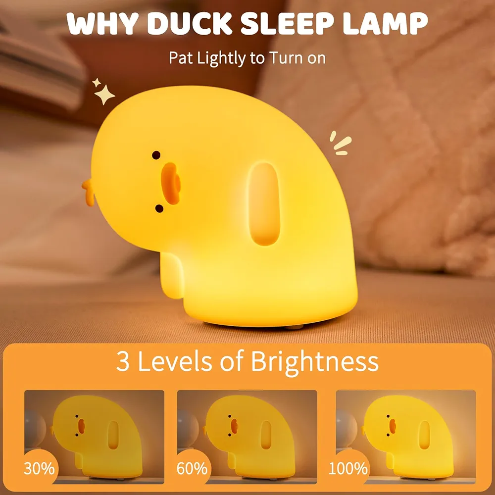 🦆 Charming Duck WHY? 🥹 - 🌟 Lampe de nuit en silicone 🤗 3 Modes d