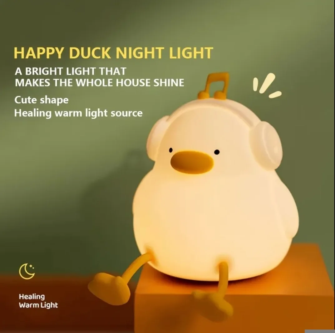 🎶 Musical Duck 🦆- 🌟 Lampe de nuit en silicone 🤗 RGB 7-Couleur 🌈 Rechargable 🔋