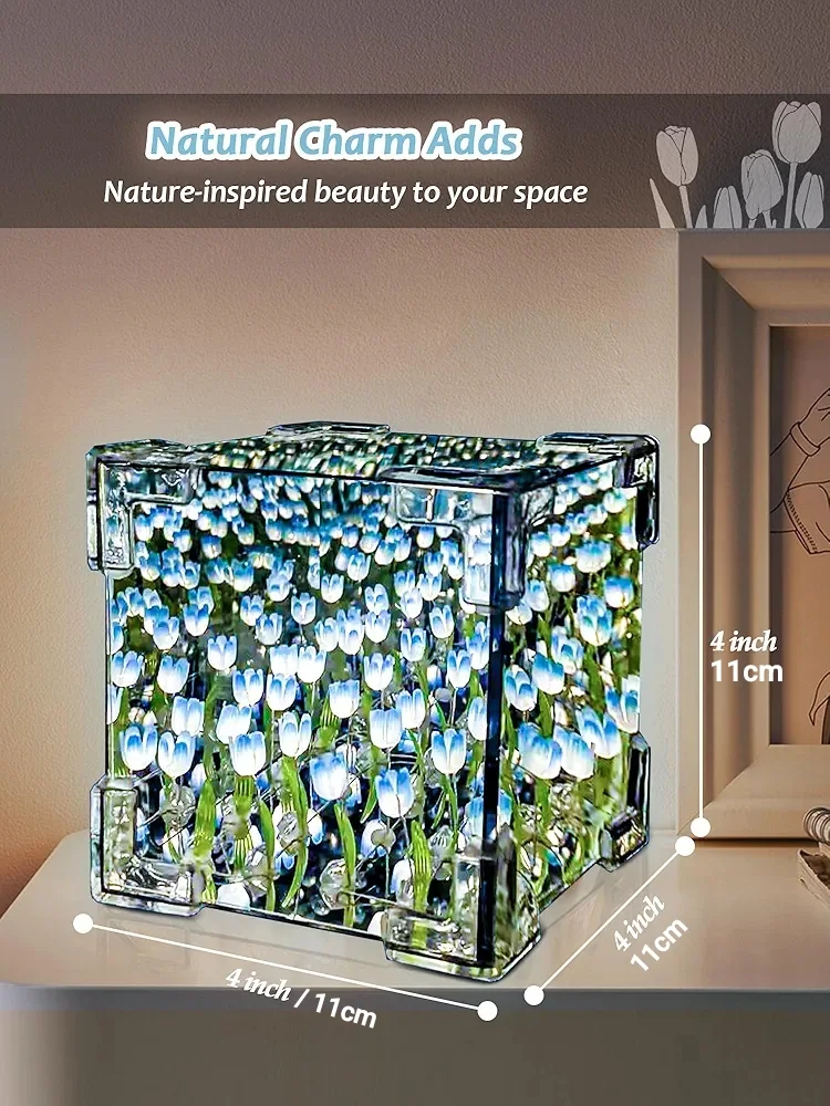 DIX™ - ⭐ LAMPE À FLEUR 🌷 Miroir SANS FIN 🌌 "Bleu"