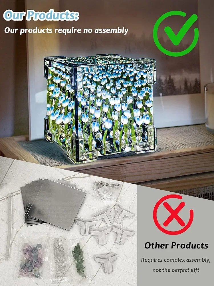 DIX™ - ⭐ LAMPE À FLEUR 🌷 Miroir SANS FIN 🌌 "Bleu"