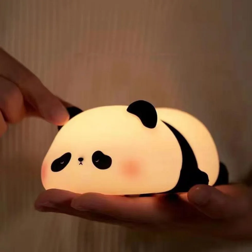 🐼 Lazy Panda 💤 - 🌟 Lampe de nuit en silicone 🤗 3 Modes d