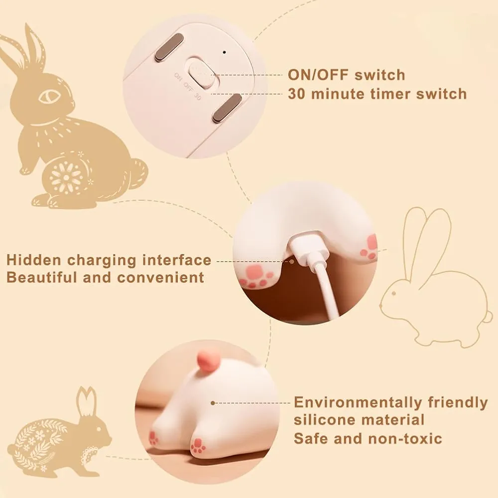 🐰 "Rabbit" Lapin Mignon 🥹 - 🌟 Lampe de nuit en silicone 🤗 3 Modes d