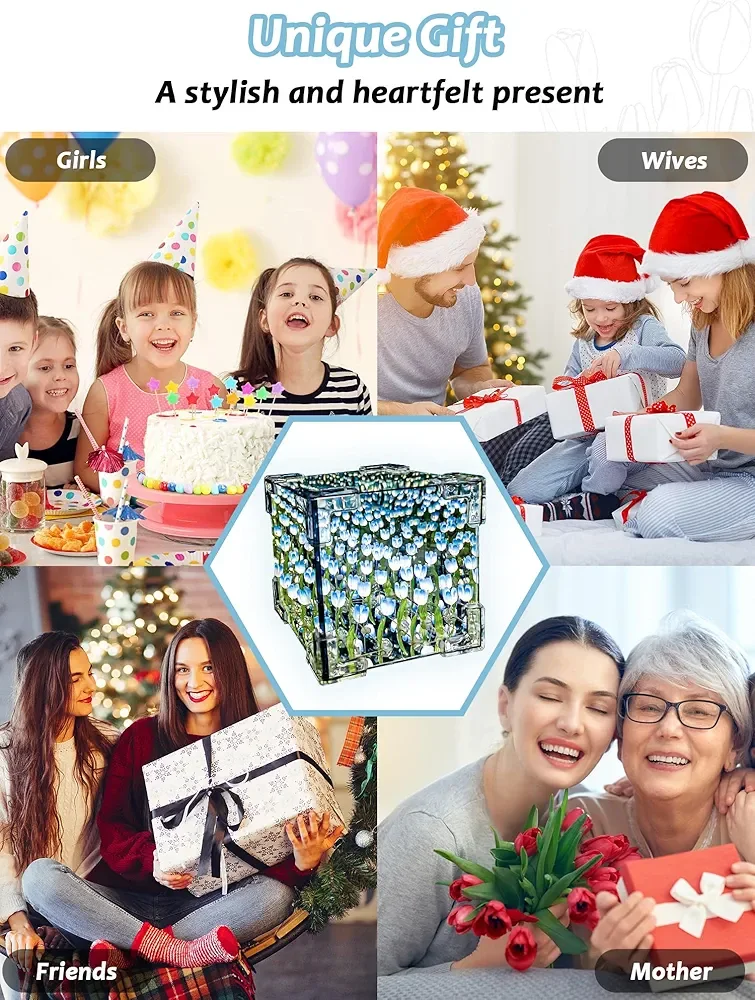 DIX™ - ⭐ LAMPE À FLEUR 🌷 Miroir SANS FIN 🌌 "Bleu"