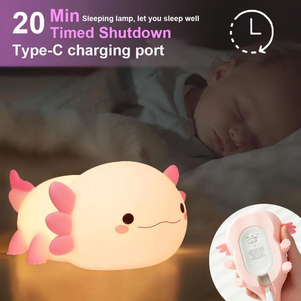 Axolotl 🥺 - 🌟 Lampe de nuit en silicone 🤗 Rechargable 🔋