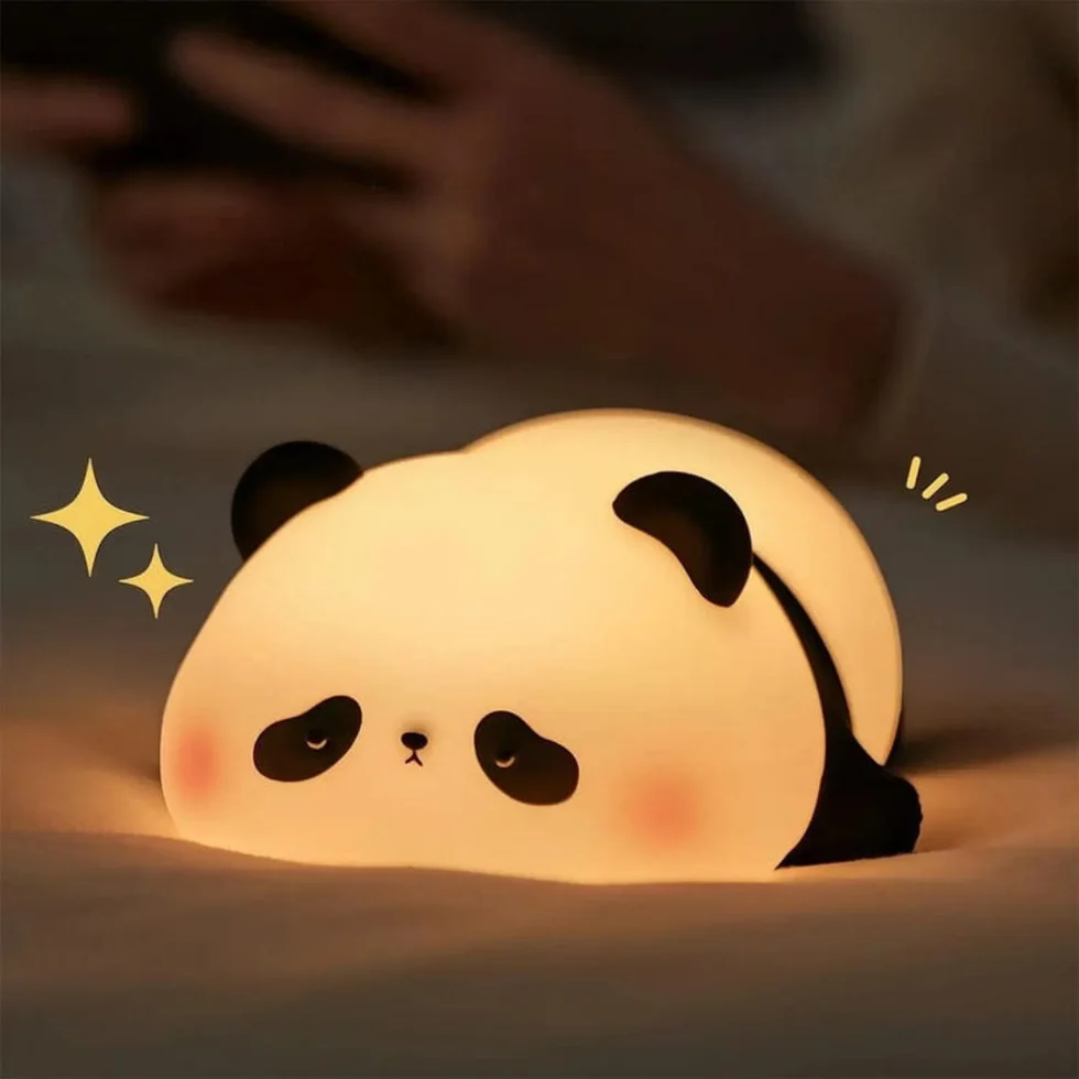 🐼 Lazy Panda 💤 - 🌟 Lampe de nuit en silicone 🤗 3 Modes d