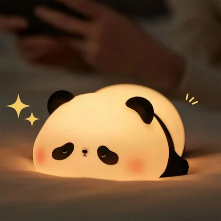 🐼 Lazy Panda 💤 - 🌟 Lampe de nuit en silicone 🤗 3 Modes d