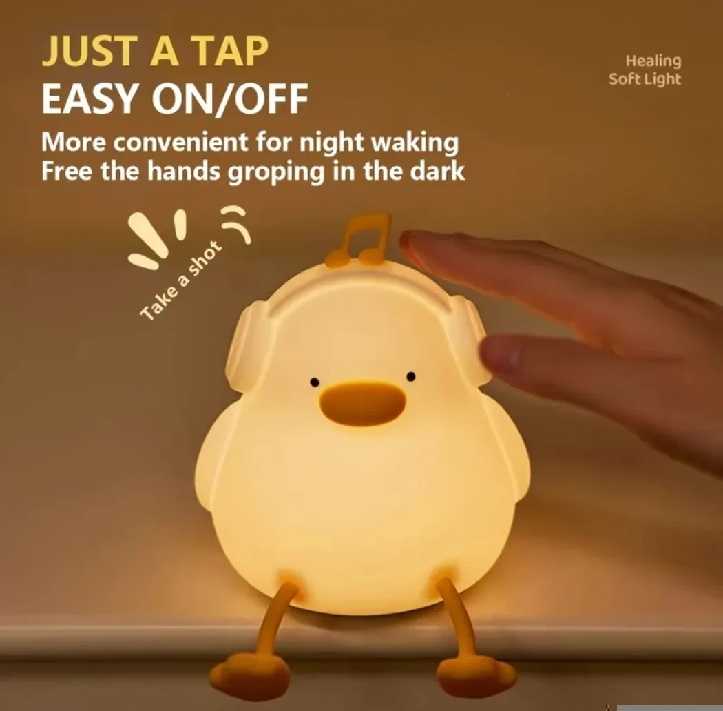 🎶 Musical Duck 🦆- 🌟 Lampe de nuit en silicone 🤗 RGB 7-Couleur 🌈 Rechargable 🔋