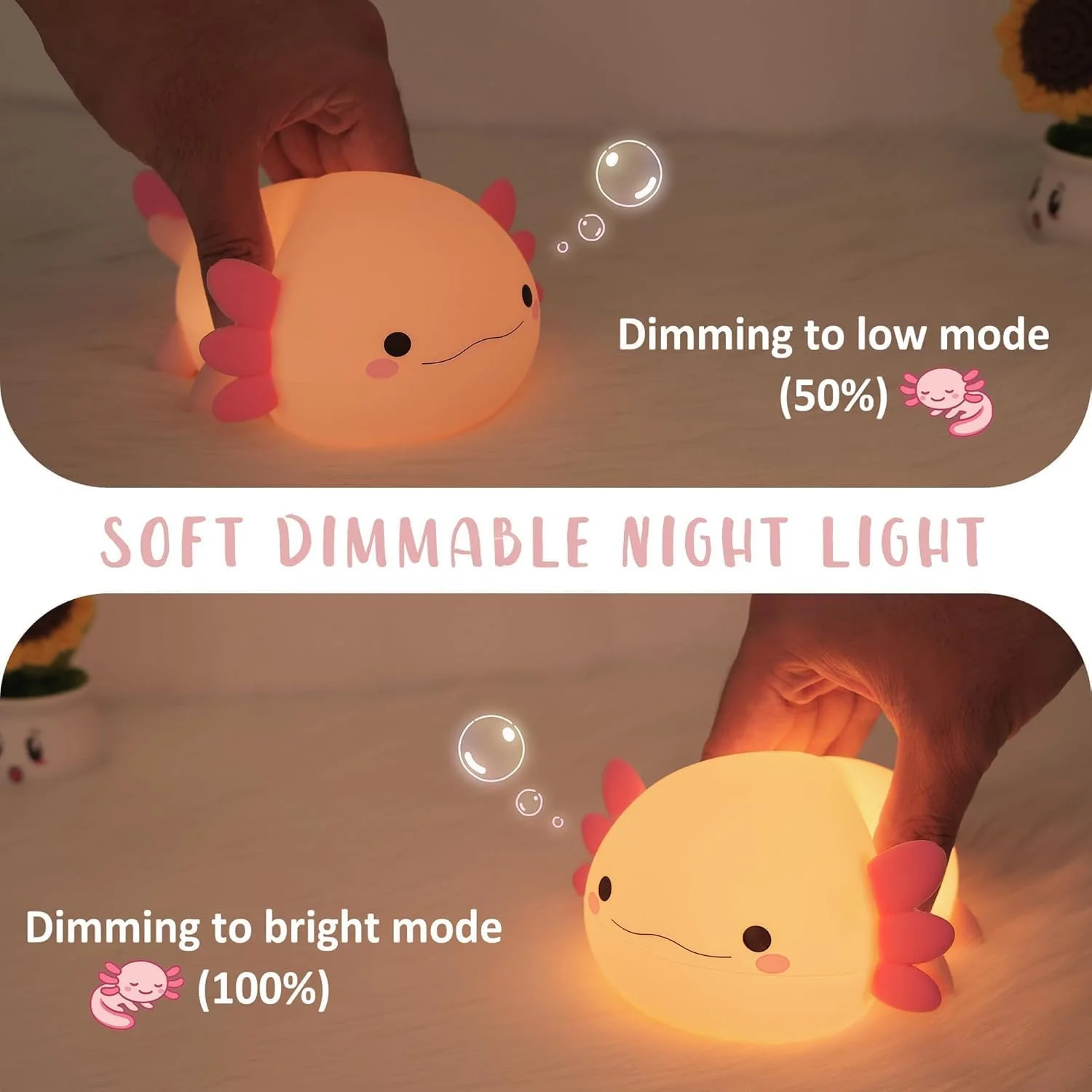 Axolotl 🥺 - 🌟 Lampe de nuit en silicone 🤗 Rechargable 🔋