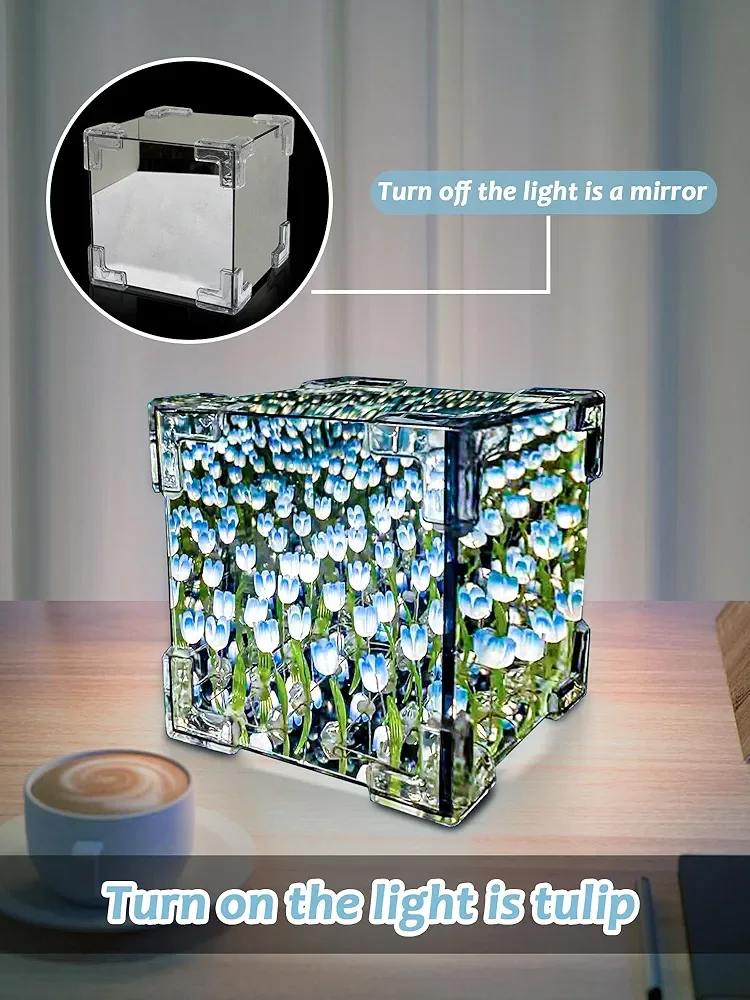 DIX™ - ⭐ LAMPE À FLEUR 🌷 Miroir SANS FIN 🌌 "Bleu"