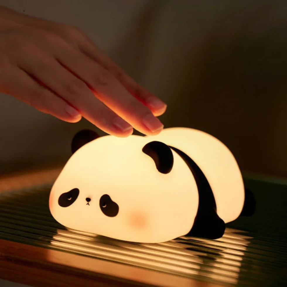 🐼 Lazy Panda 💤 - 🌟 Lampe de nuit en silicone 🤗 3 Modes d