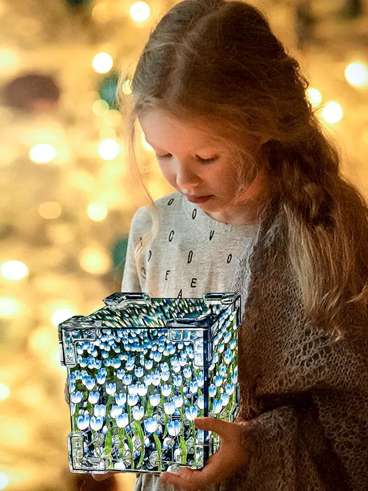 DIX™ - ⭐ LAMPE À FLEUR 🌷 Miroir SANS FIN 🌌 "Bleu"